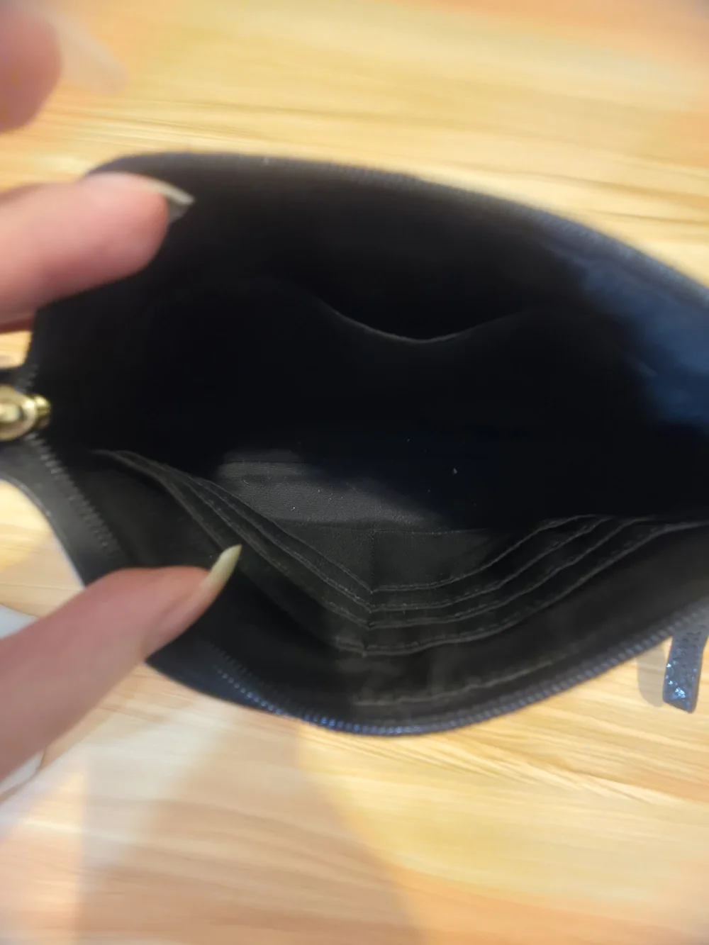 Coach Black Leather Wristlet with Gold Logo
